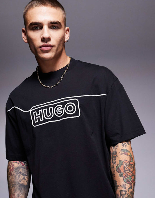 Noideryo Loose Fit T-Shirt Wih Line Print Logo