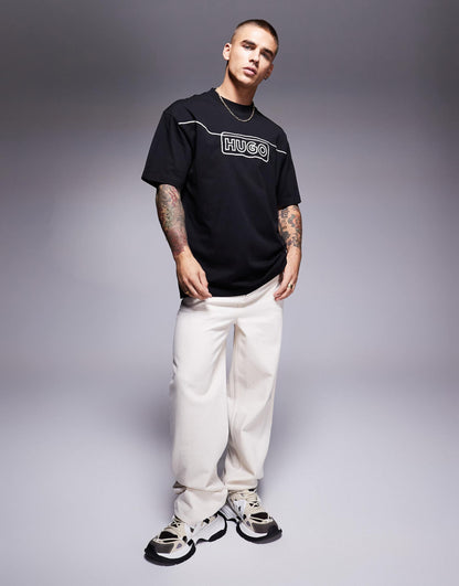 Noideryo Loose Fit T-Shirt Wih Line Print Logo