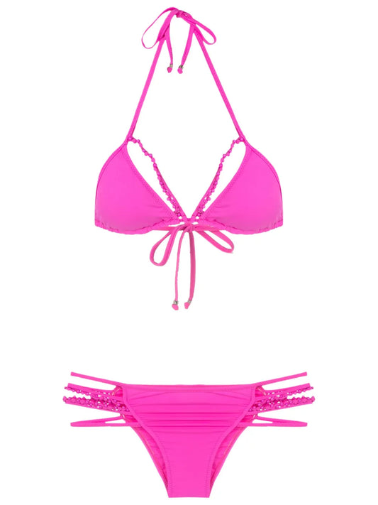 Beaded-Strap Triangle Bikini