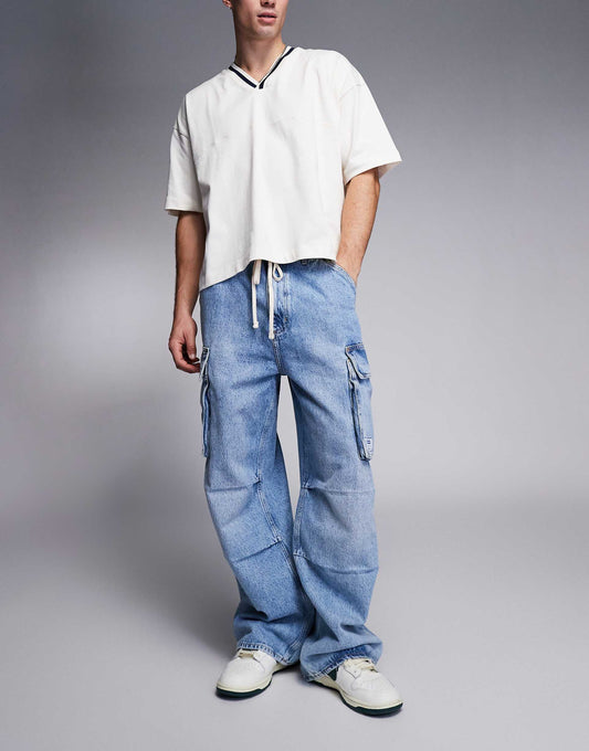 Enora Loose Fit Carpenter Jean With Drawstring Waist
