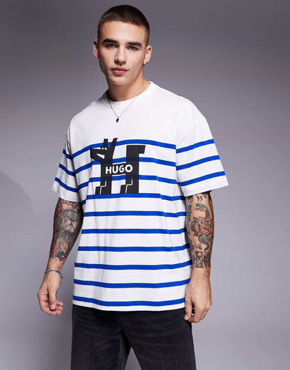 Nolastripe Loose Fit Striped Logo T-Shirt