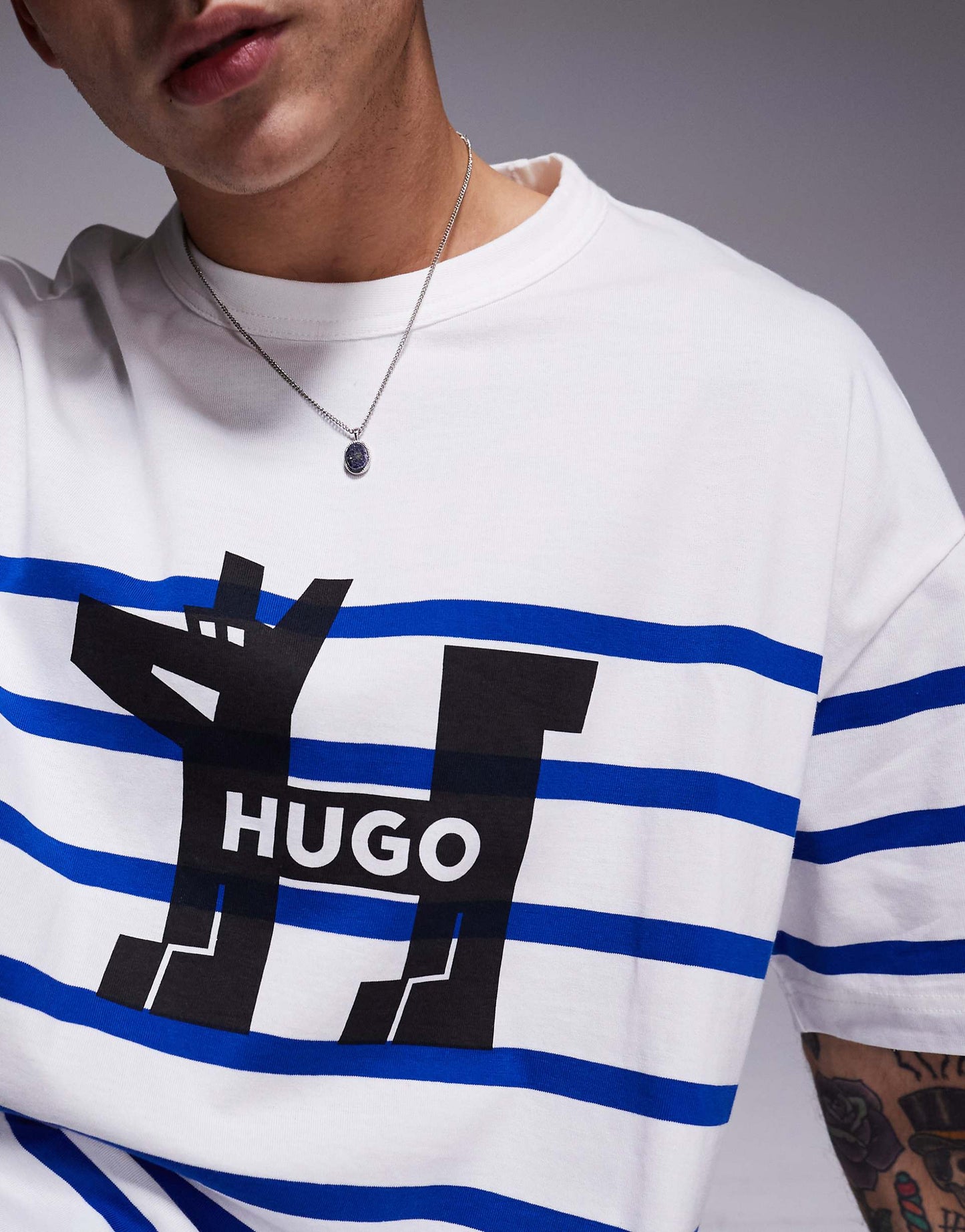 Nolastripe Loose Fit Striped Logo T-Shirt