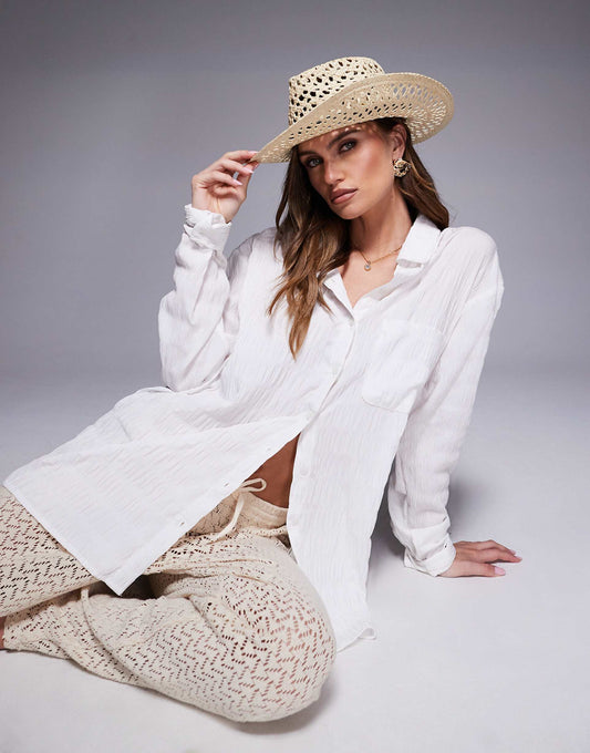 Straw Cowboy Hat With Contrast Band