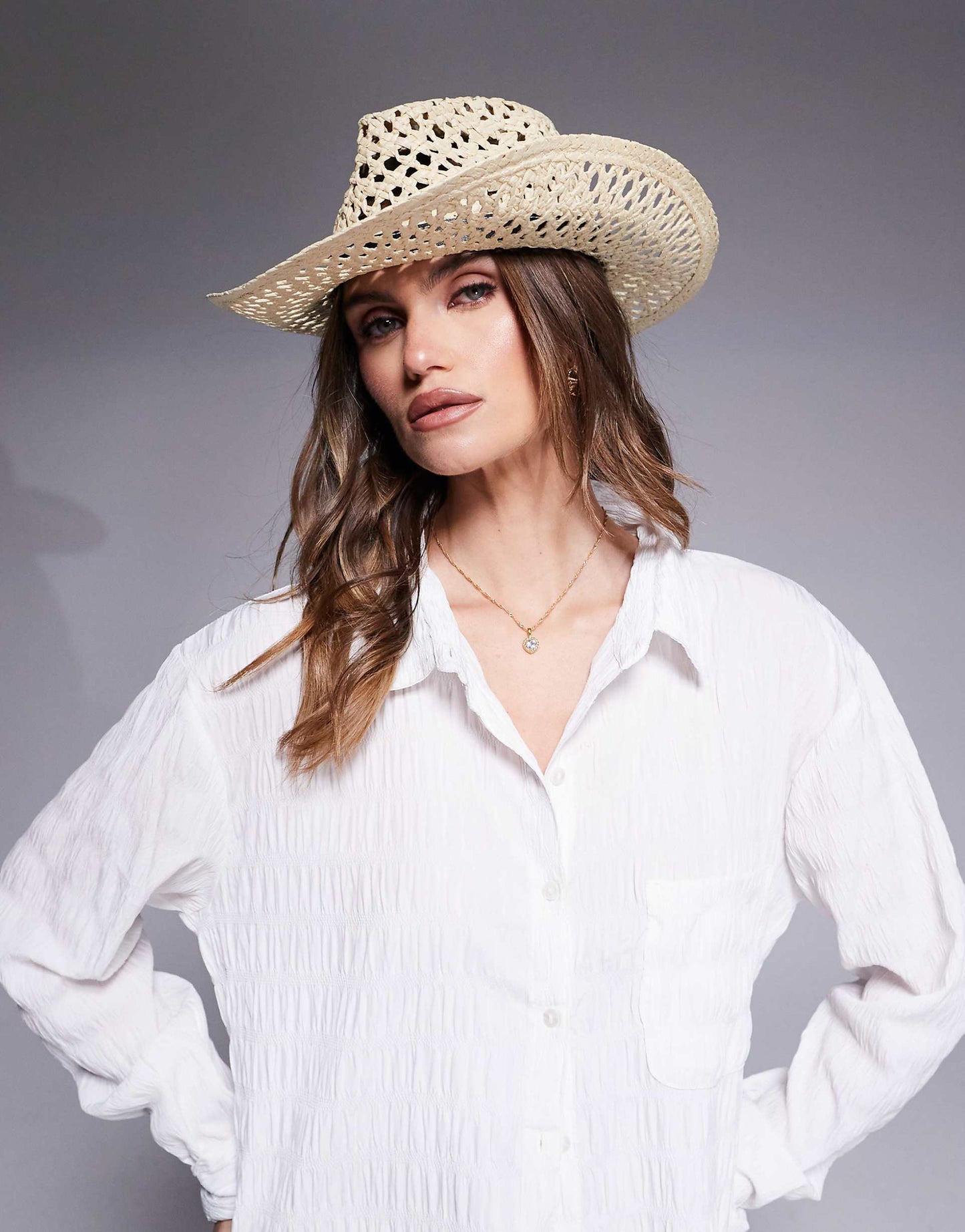 Straw Cowboy Hat With Contrast Band