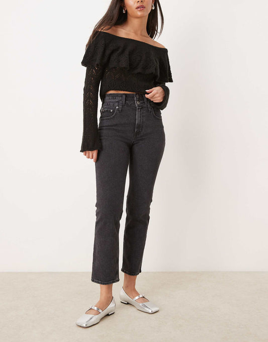 Double Waistband Straight Fit Jeans