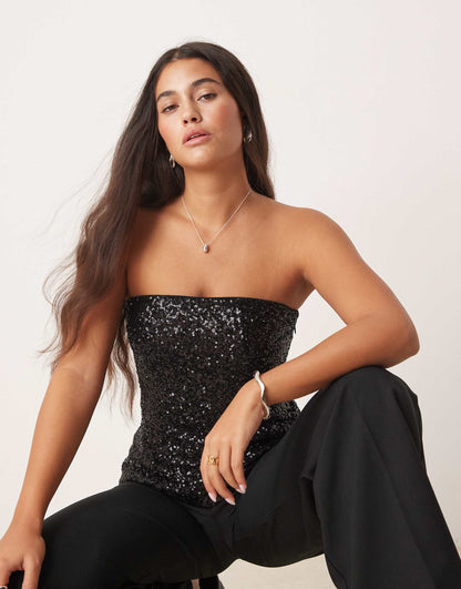 Strapless Longline Sequin Tube Top