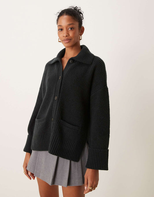 Button Up Collared Cardigan