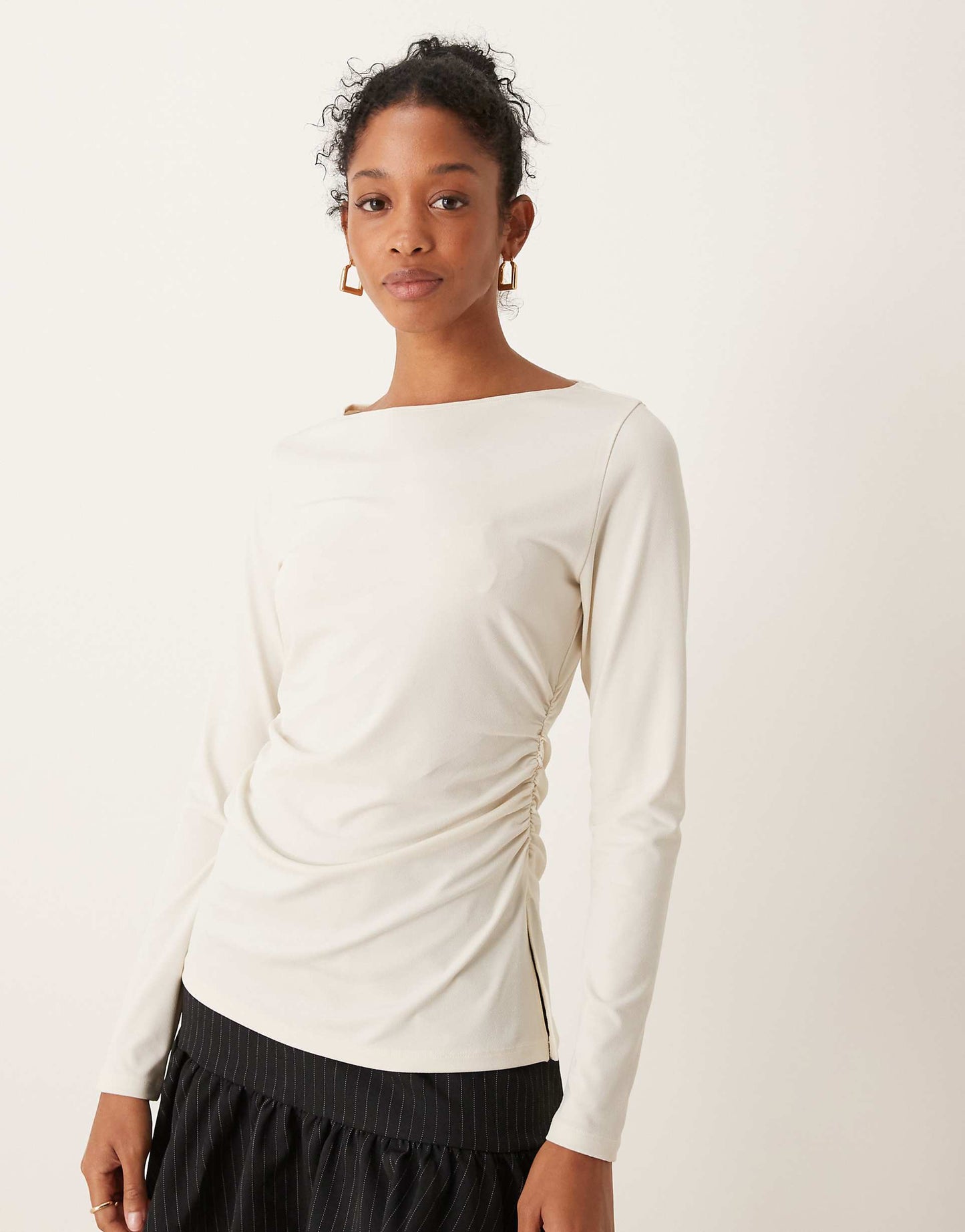 Long Sleeve Top With Slash Neck