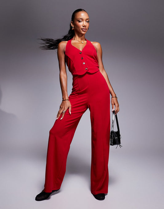 Halterneck Waistcoat Jumpsuit
