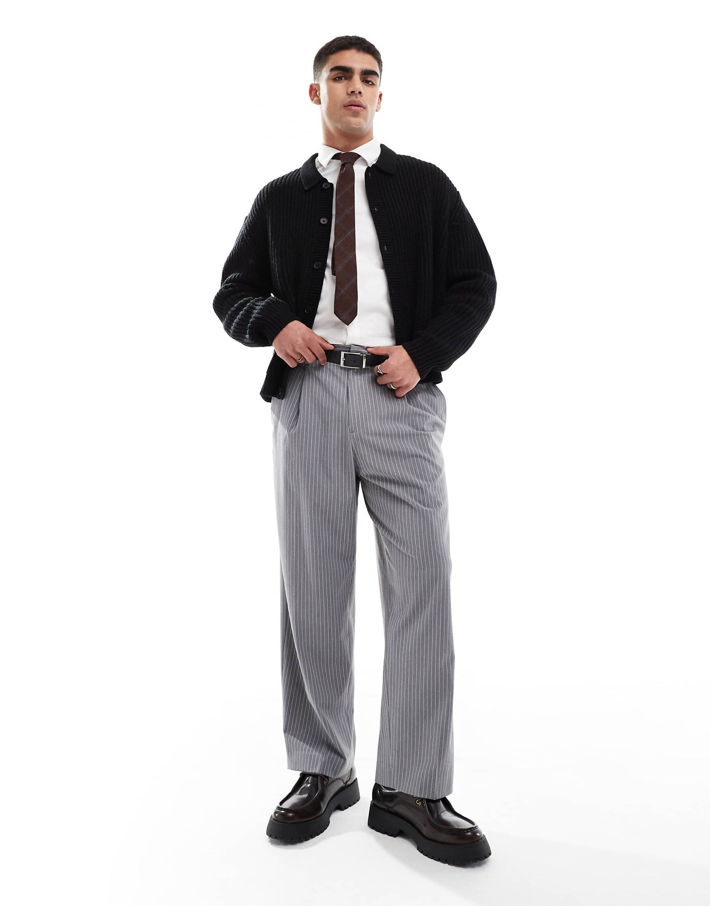 Wide Leg Tailored Stripe Trouser