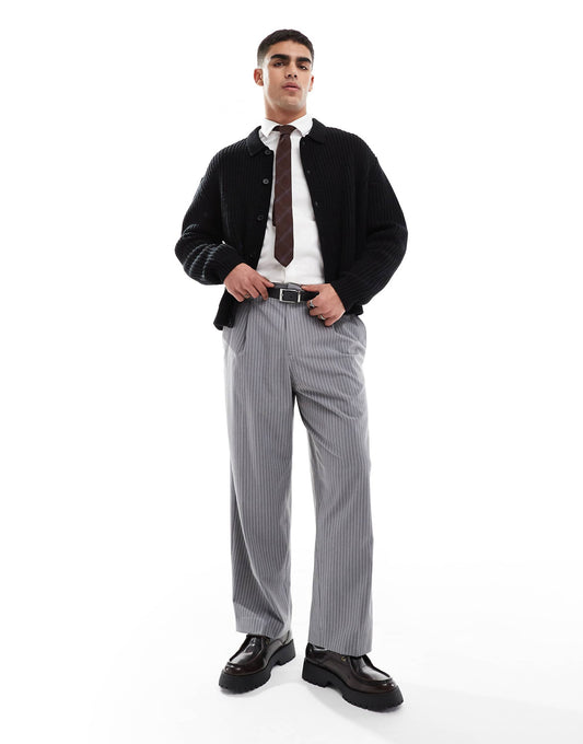 Wide Leg Tailored Stripe Trouser