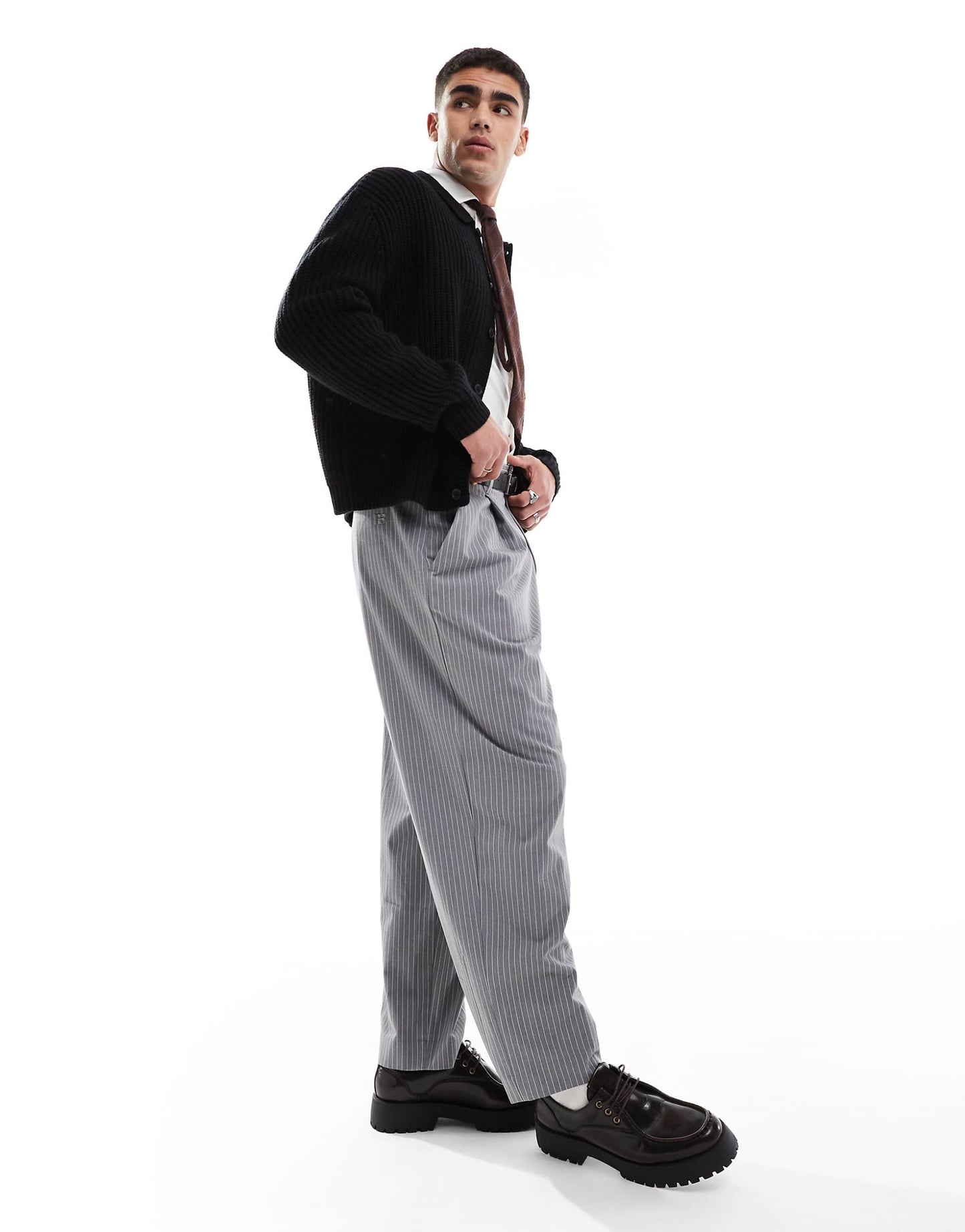 Wide Leg Tailored Stripe Trouser