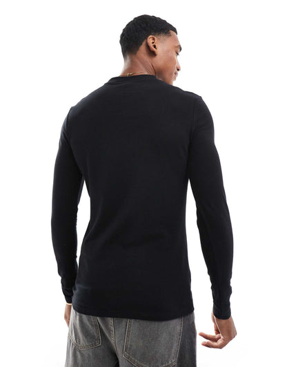 Muscle Fit Long Sleeve With Tattoo Front Print