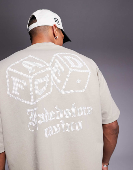 Contrast Dice Motif Back Print T-Shirt