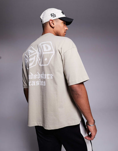 Contrast Dice Motif Back Print T-Shirt