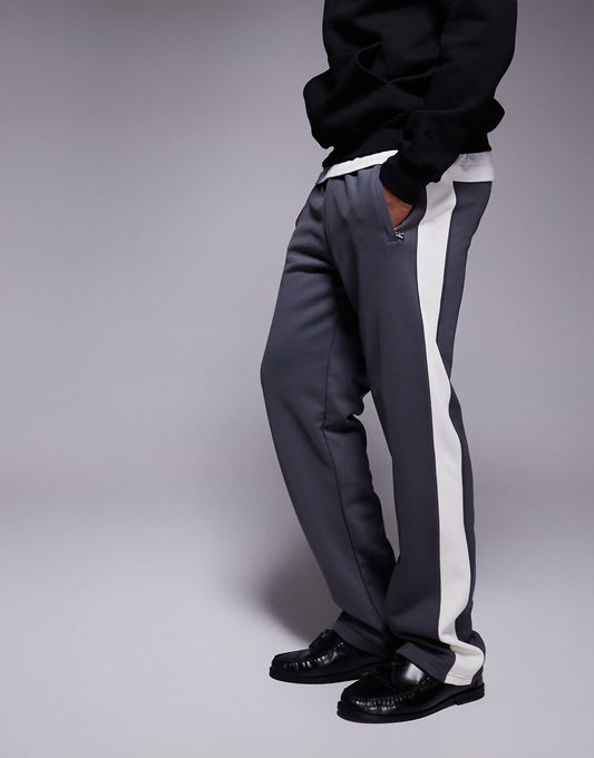 Wide Leg Contrast Side Stripe Joggers