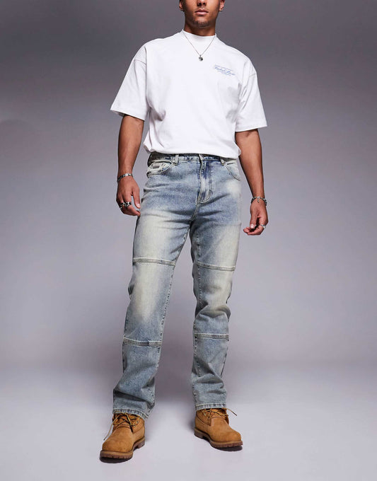 Front Seam Detail Straight Leg Jeans