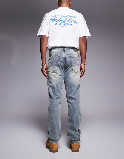 Front Seam Detail Straight Leg Jeans