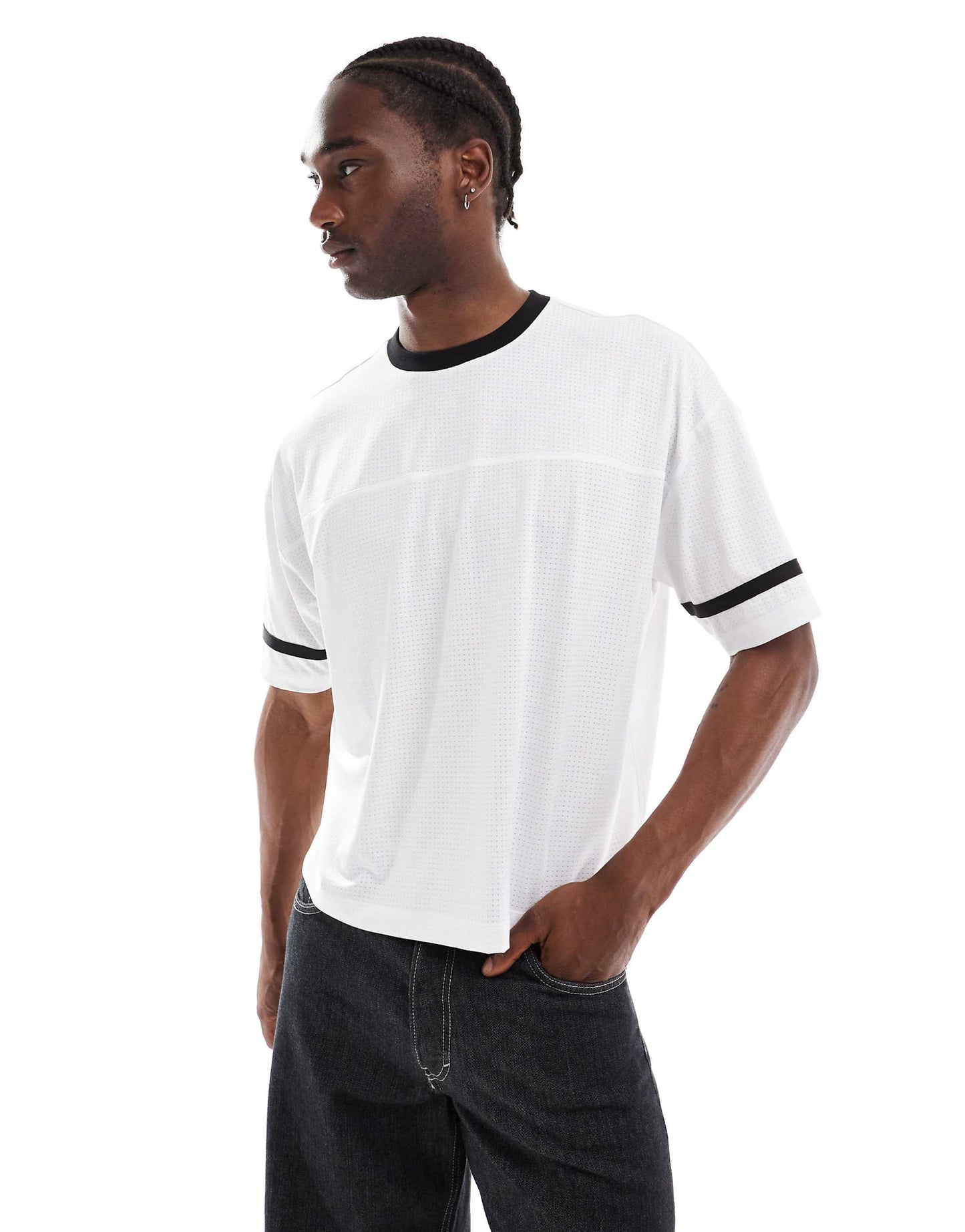 Oversized Boxy Ringer T-Shirt With Sports Feel