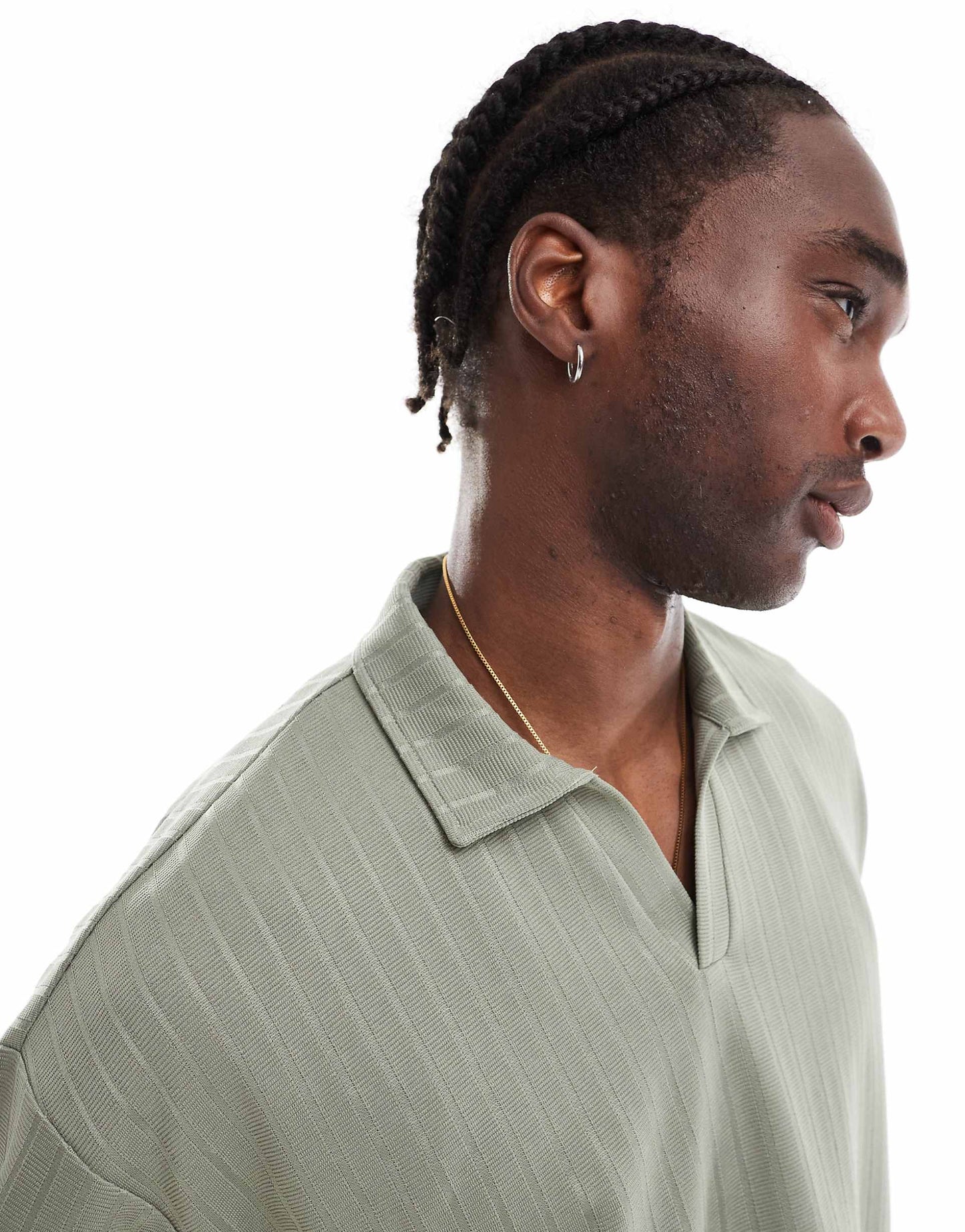 Oversized Boxy Polo With Textured Stripe