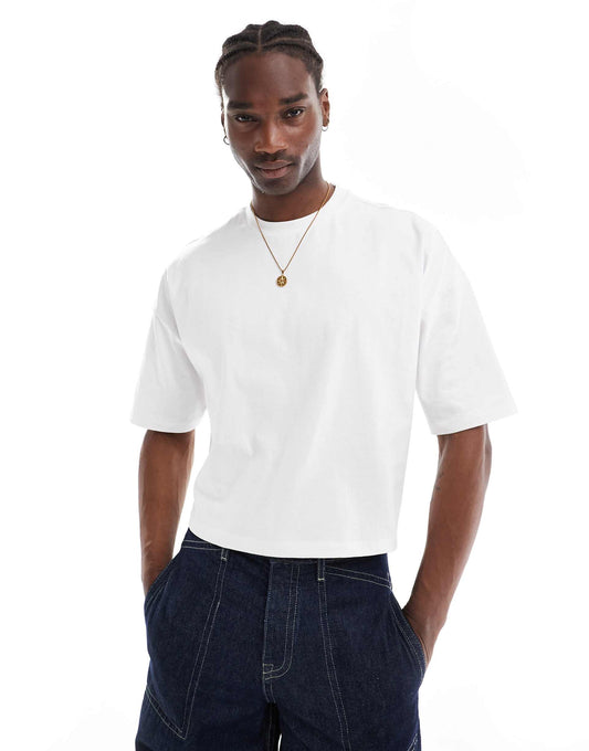 Heavyweight Oversized Cropped T-Shirt With Dropped Shoulder