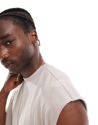 Extreme Oversized Heavyweight Sleeveless T-Shirt With Raw Edge