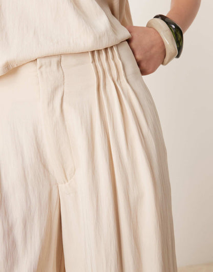 Micro Pleat Front Wide Leg Trousers Co-Ord