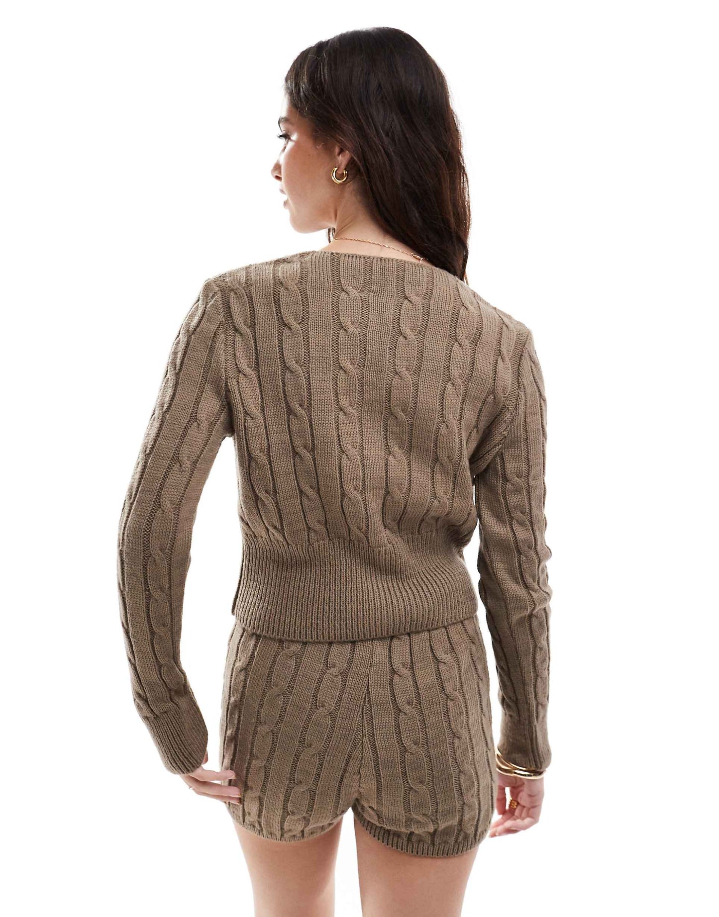 Knitted Cable Crew Neck Caridgan Co-Ord