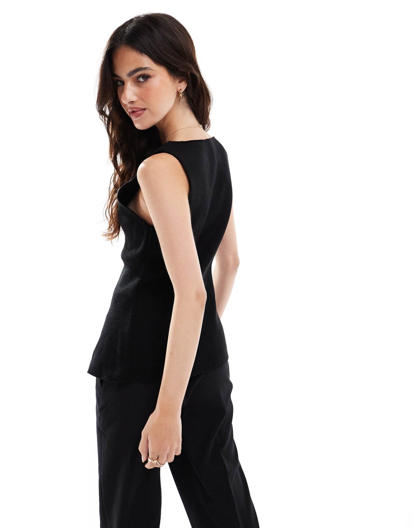 Knitted Slash Neck Waistcoat