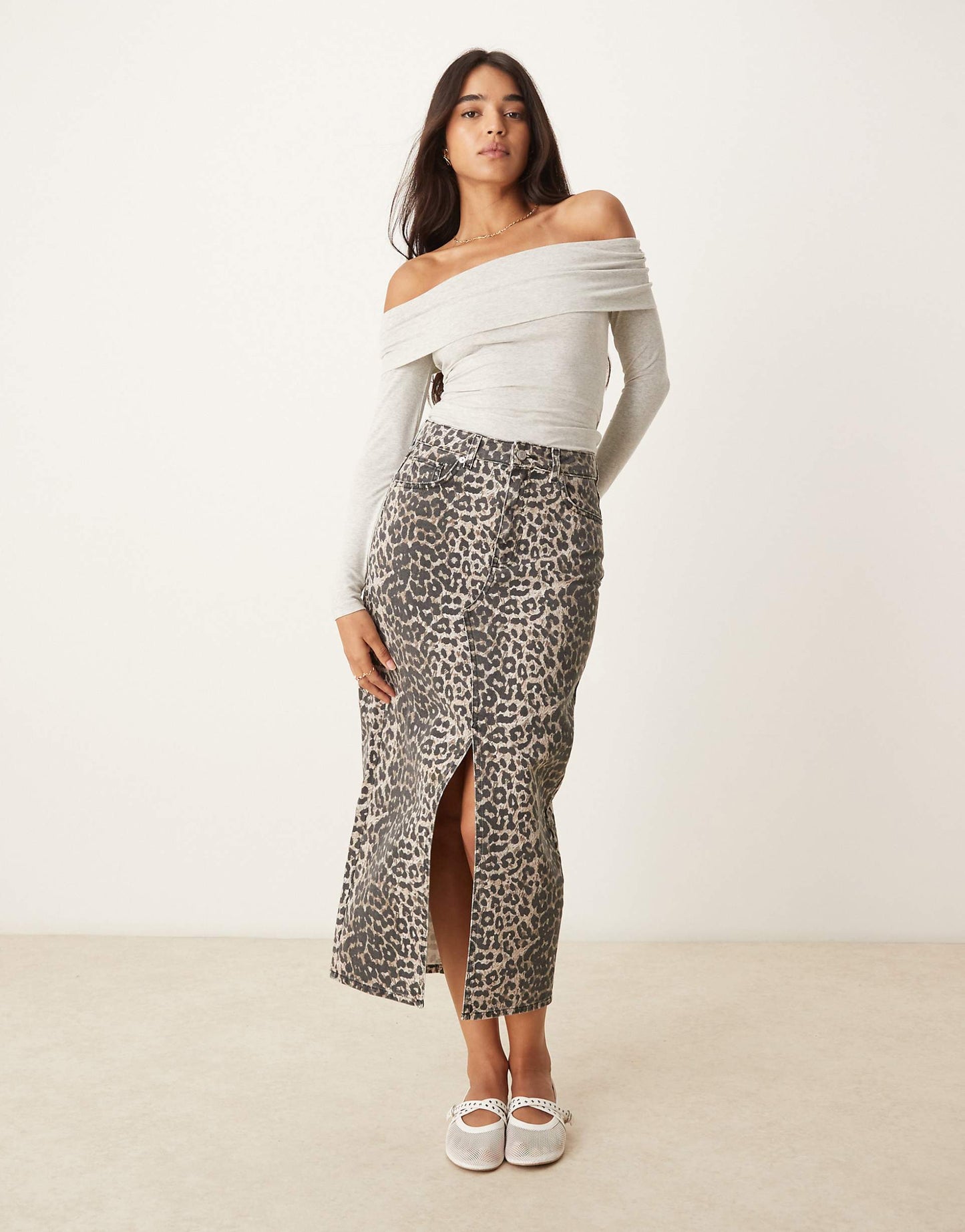 Denim Midi Skirt
