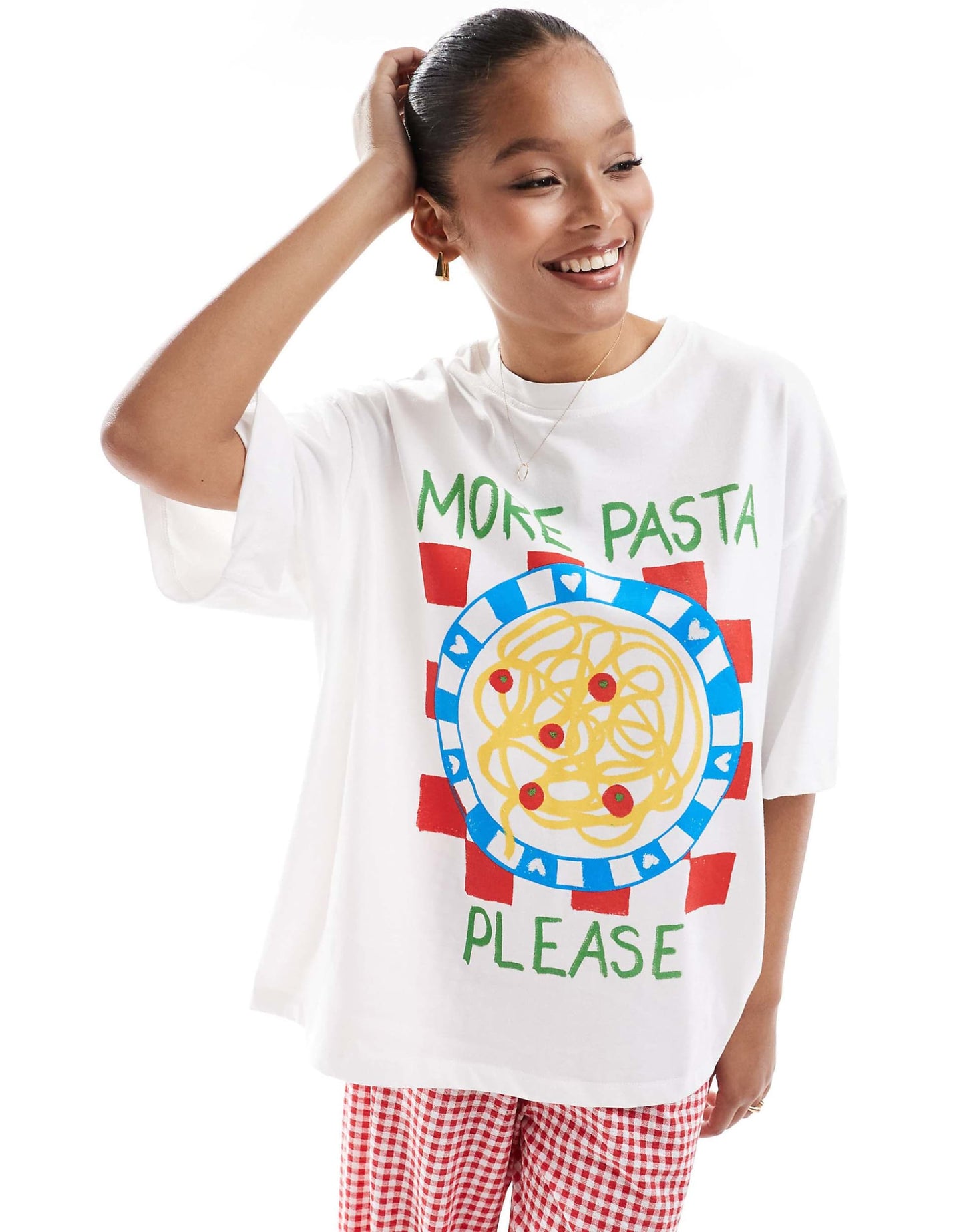 Oversized T-Shirt With Pasta Graphic