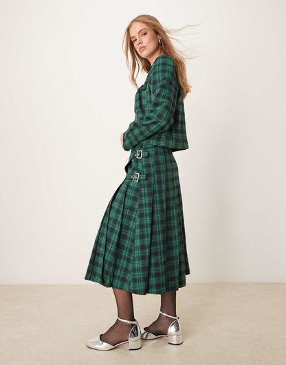 Tartan Midi Kilt Skirt Co-Ord