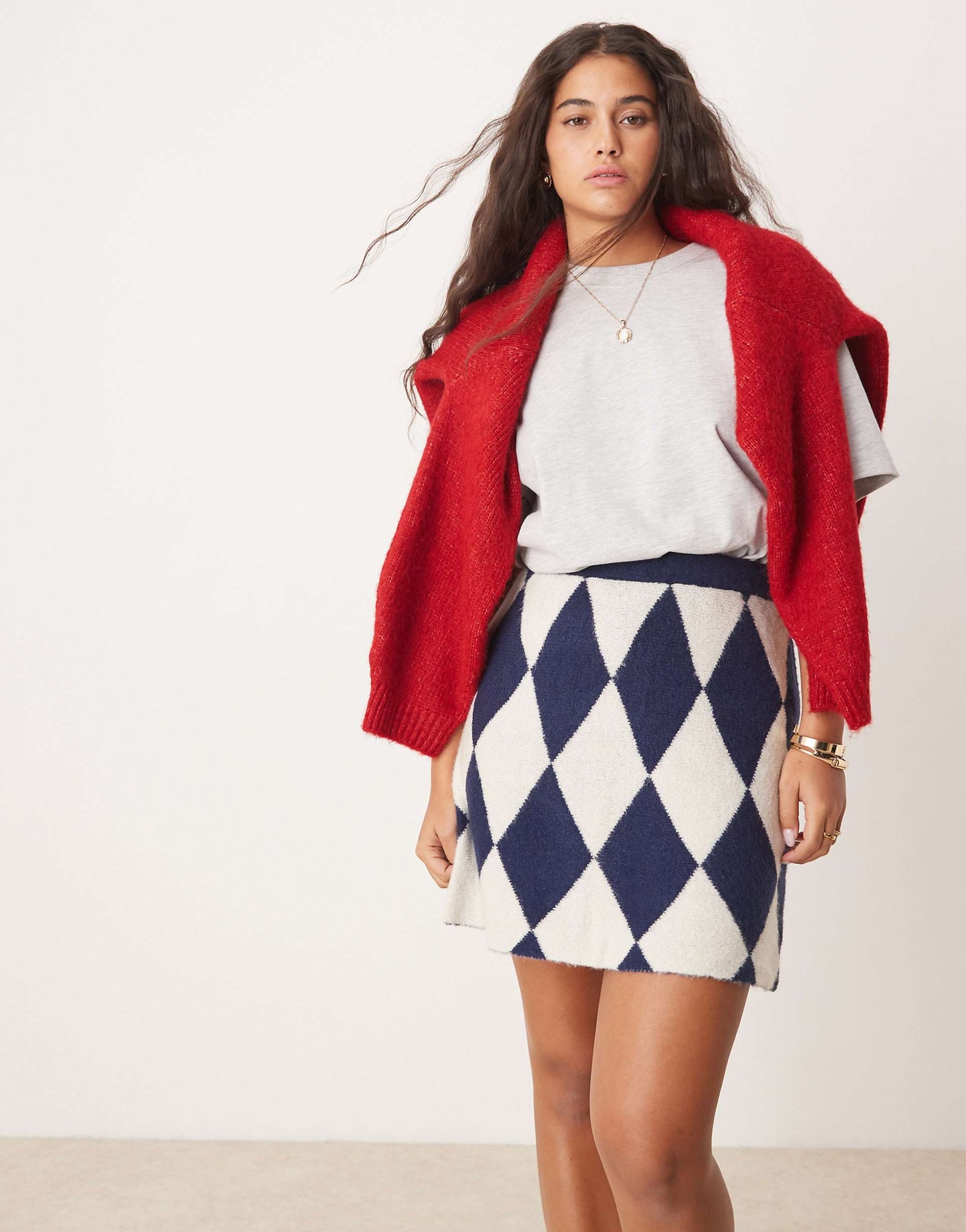 Argyle Knitted Mini Skirt