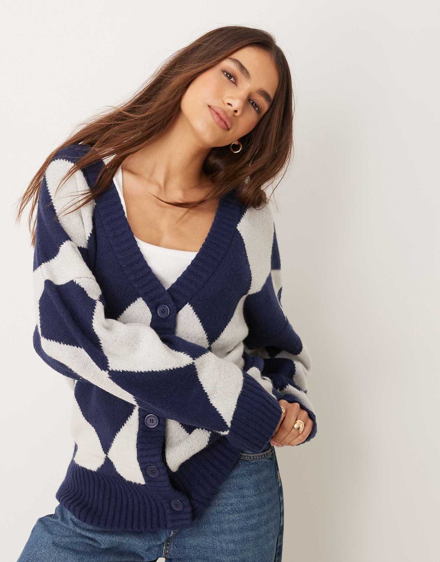 Argyle Longline Cardigan