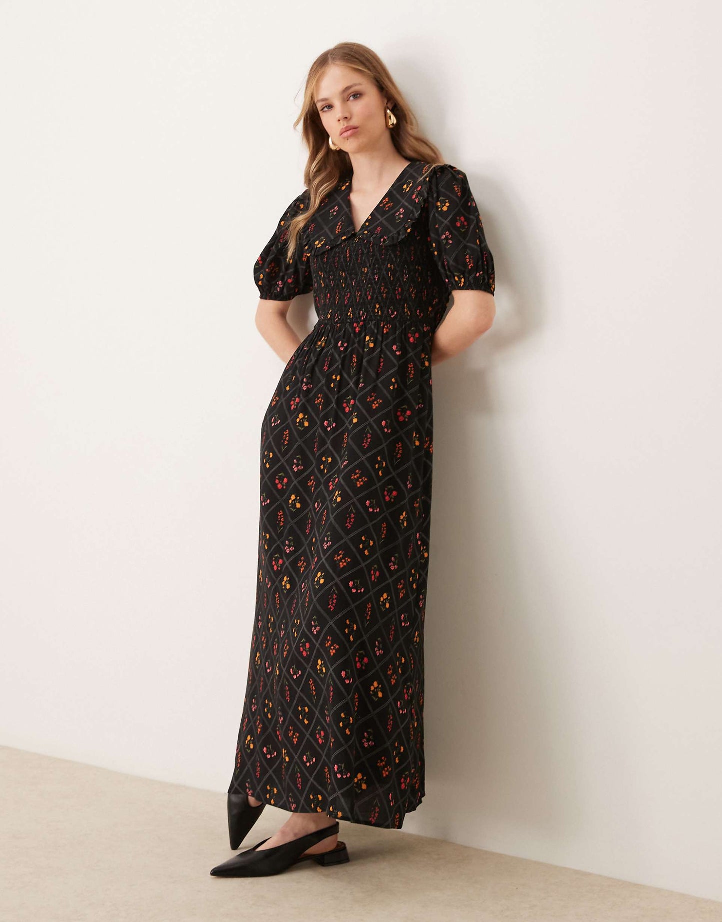 Collared Check Maxi Dress