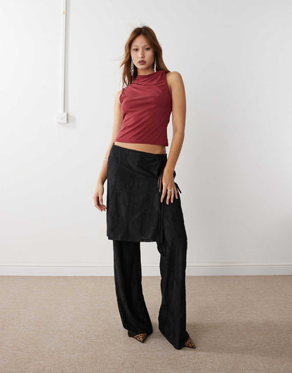 Naomi Mix & Match Low Waist Burnout Semi Sheer Trousers