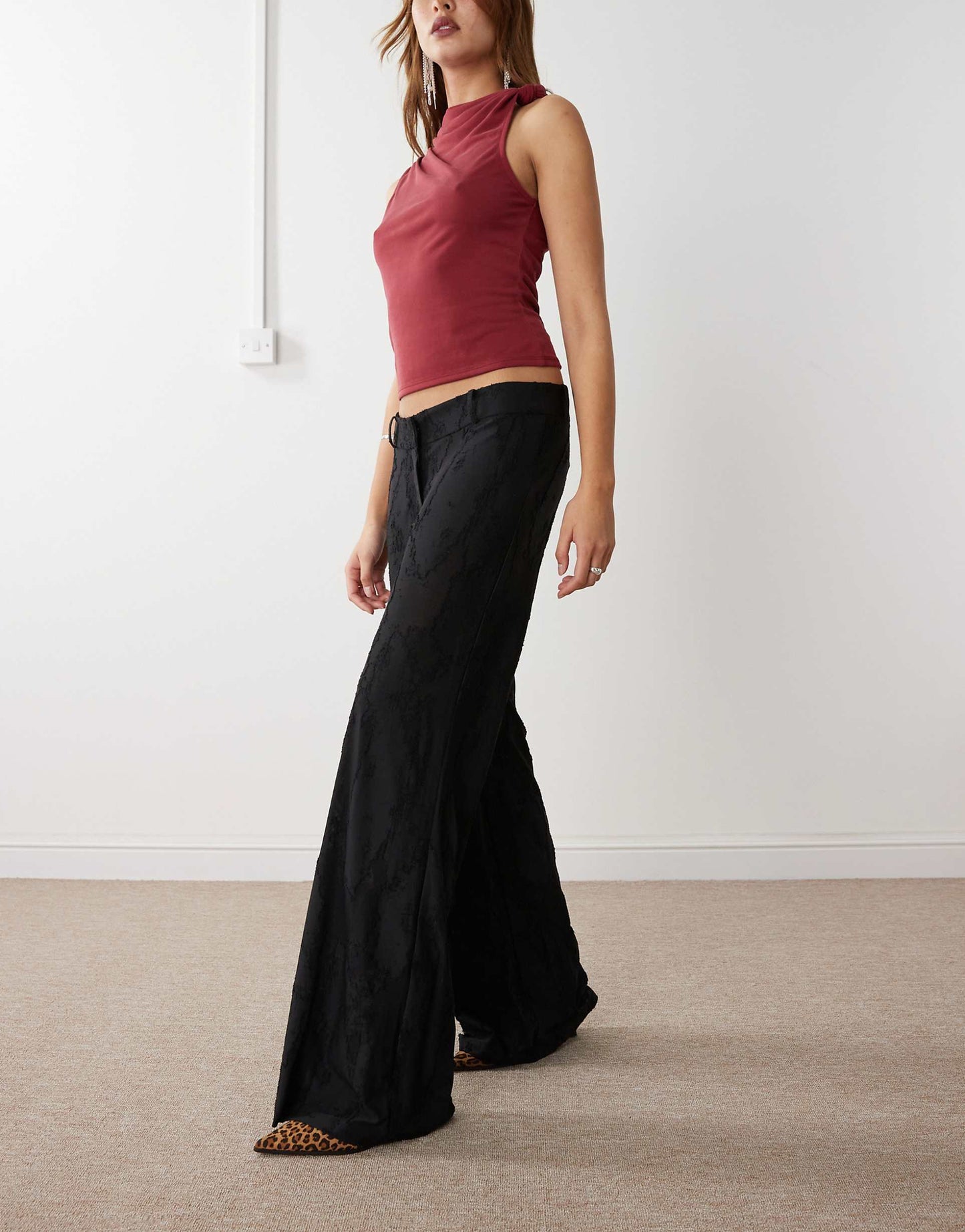 Naomi Mix & Match Low Waist Burnout Semi Sheer Trousers