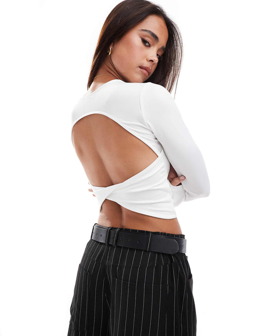 Open Back Detail Long Sleeve Top