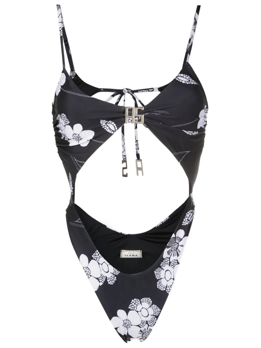 Floral-Print Cut-Out Detailing Swimsuit