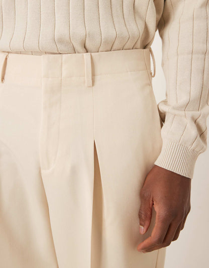 Smart Wide Leg Twill Trousers