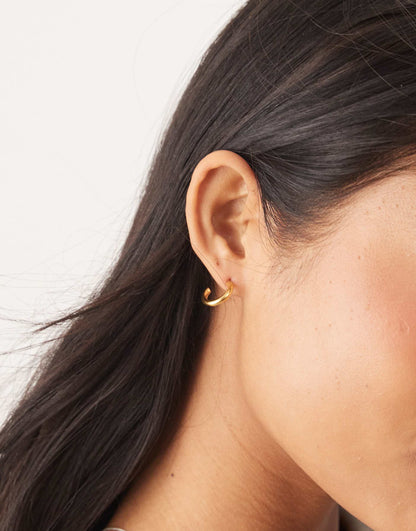 Stainless Steel 18Ct Gold Plated 14Mm Mini Tube Hoop Earrings