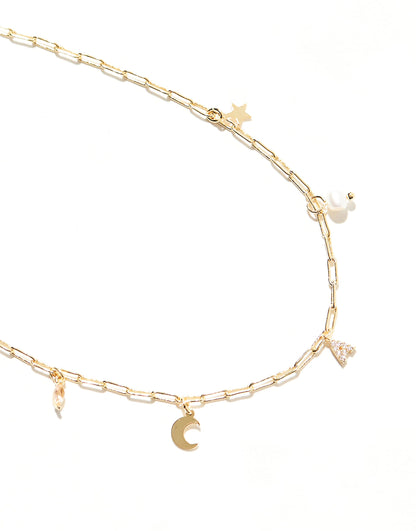 Z Gold Plated Celestial A Inital Charm Necklace