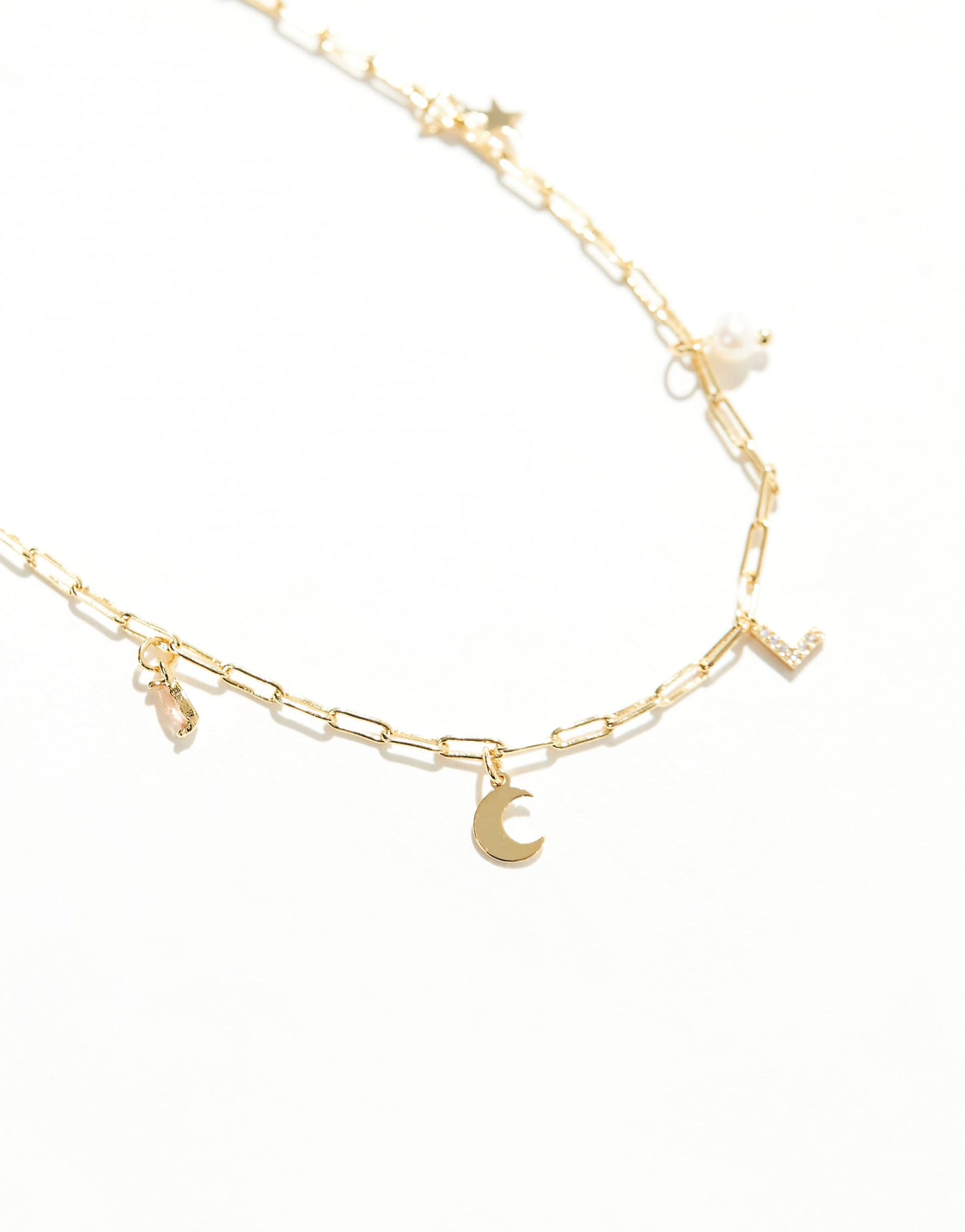 Z Gold Plated Celestial L Inital Charm Necklace