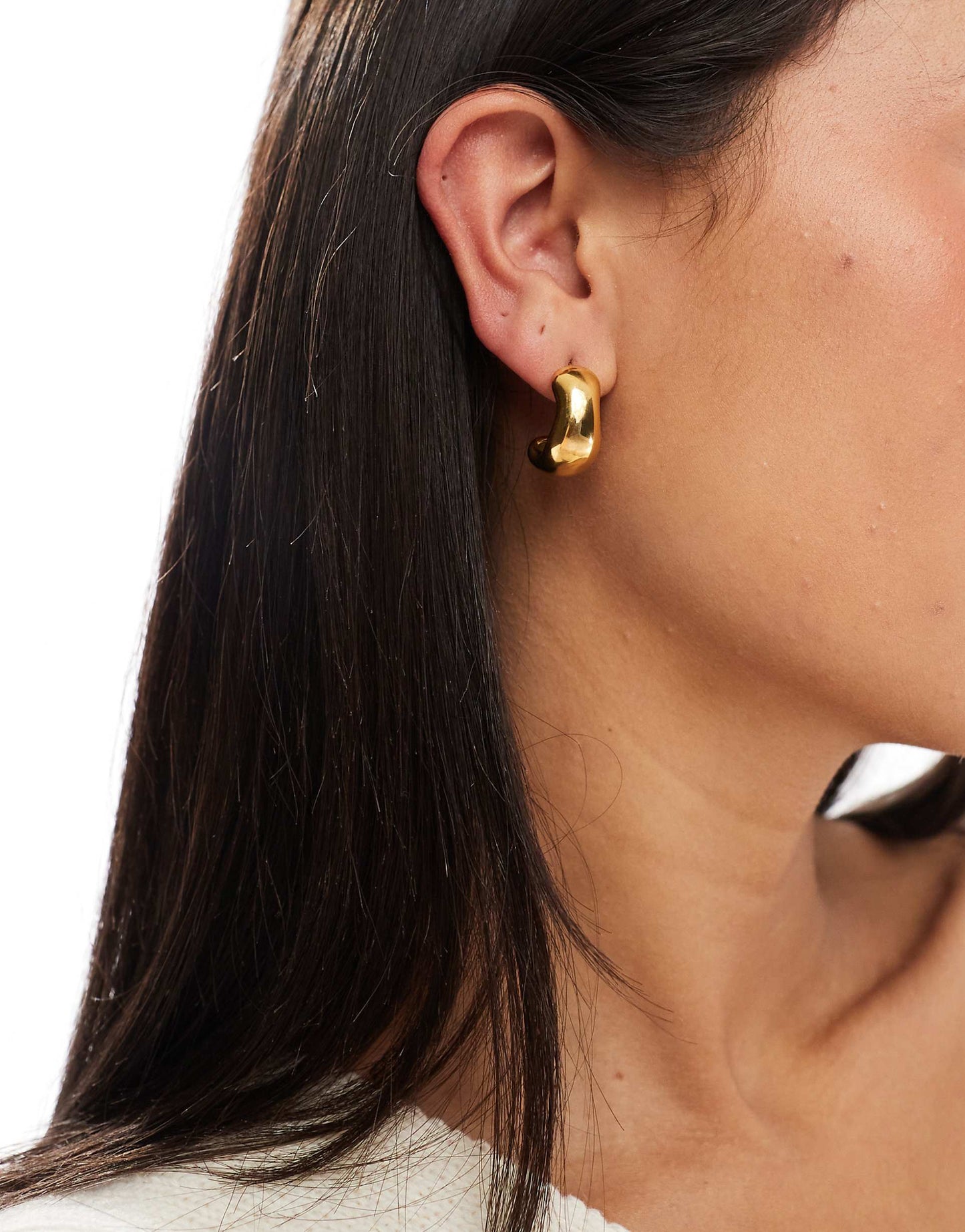 Z Stainless Steel Gold Plated Molten Cresent Hoops