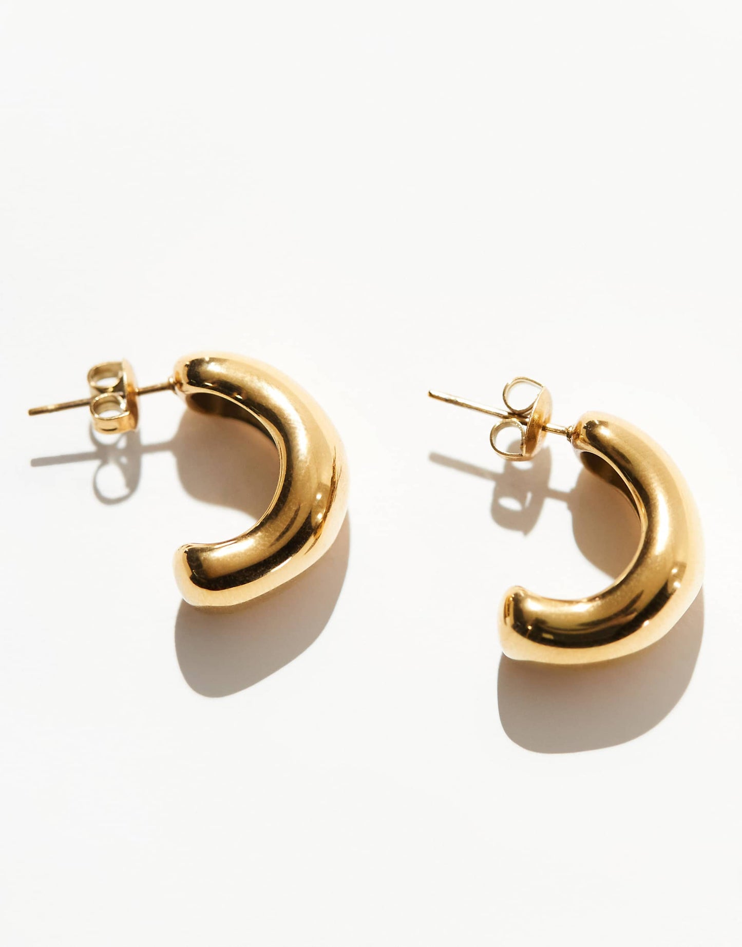 Z Stainless Steel Gold Plated Molten Cresent Hoops