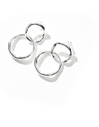 Sterling Silver Double Hoop Drop Earrings