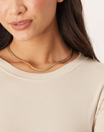 Z Gold Plated Chunky Weave Chain Necklace