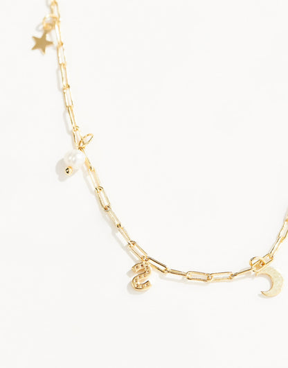 Z Gold Plated Celestial S Inital Charm Necklace