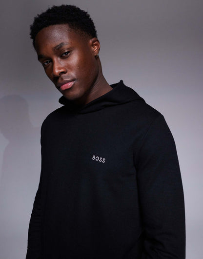 Waffle Logo Long Sleeve Hooded T-Shirt Regular Fit