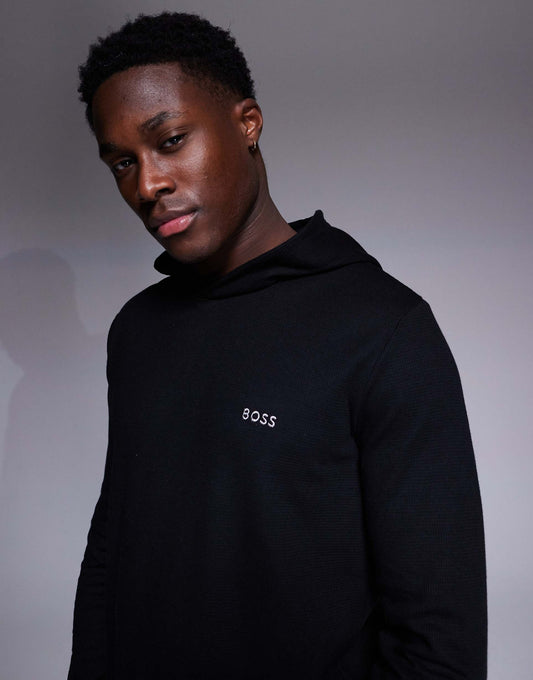 Waffle Logo Long Sleeve Hooded T-Shirt Regular Fit